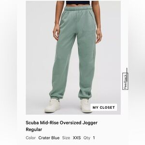 Lululemon scuba mid-rise oversize jogger XXS